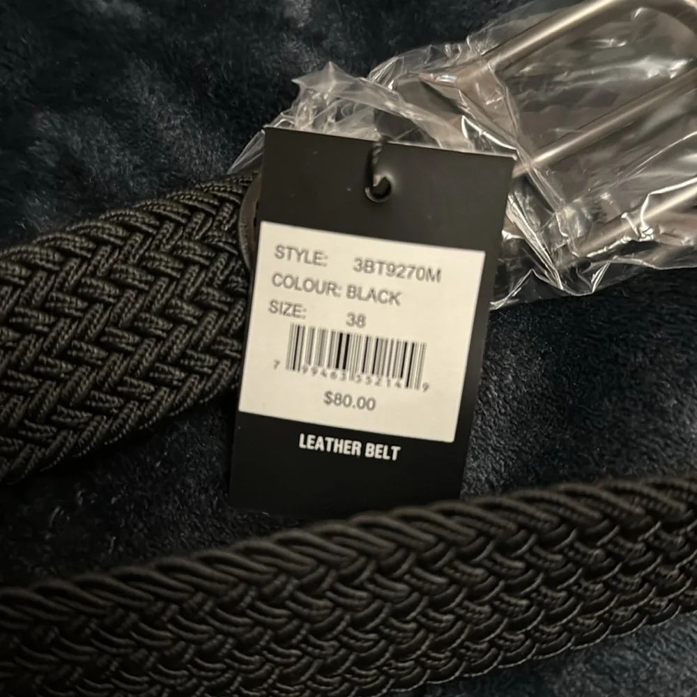 NWT Size 38 Black Leather Belt